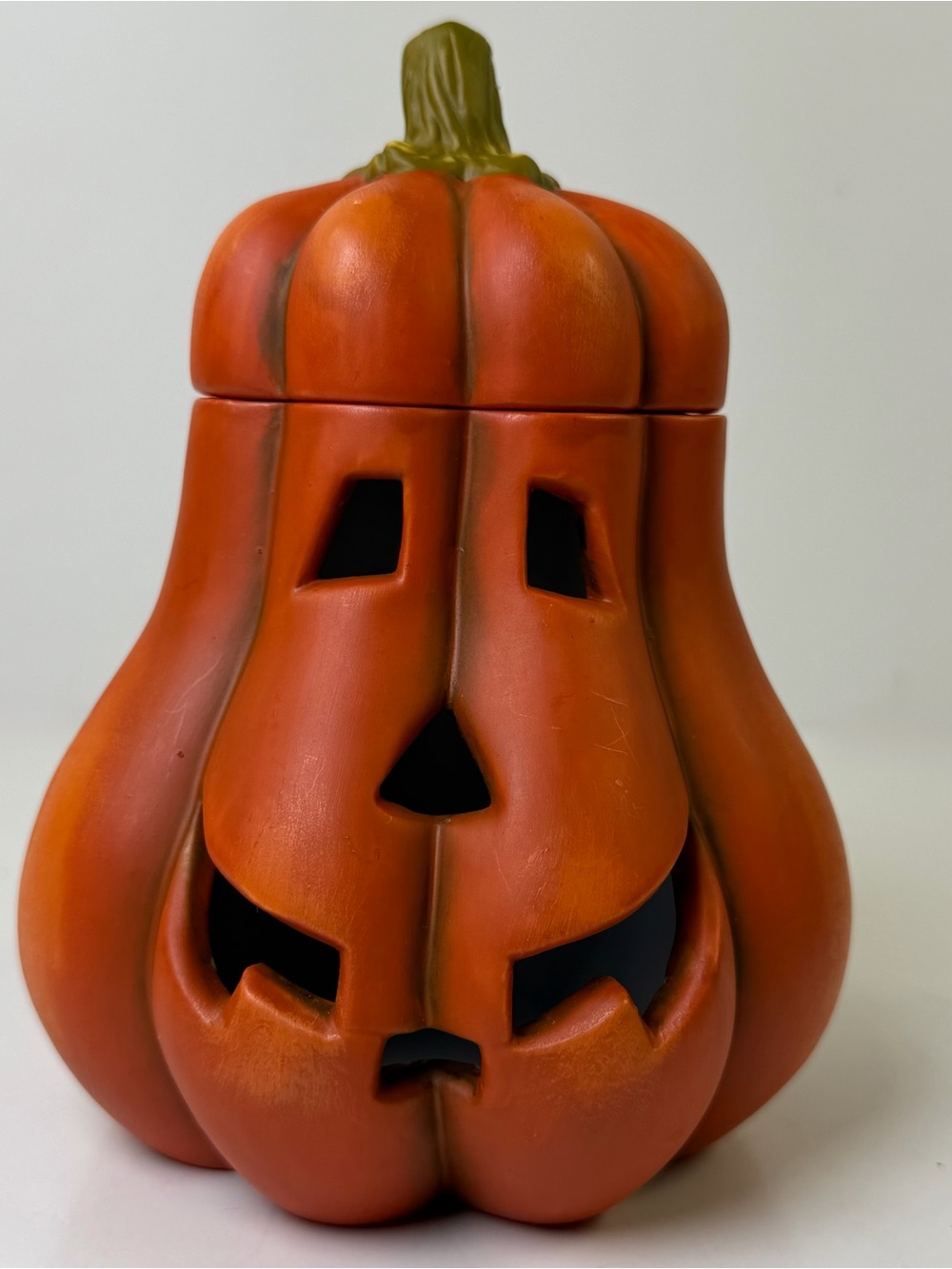 Ceramic Jack O Lantern Pumpkin Tealight Candle Holder Halloween Decor 7” - Picture 3 of 12